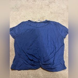 Blue crop top with small knot in front